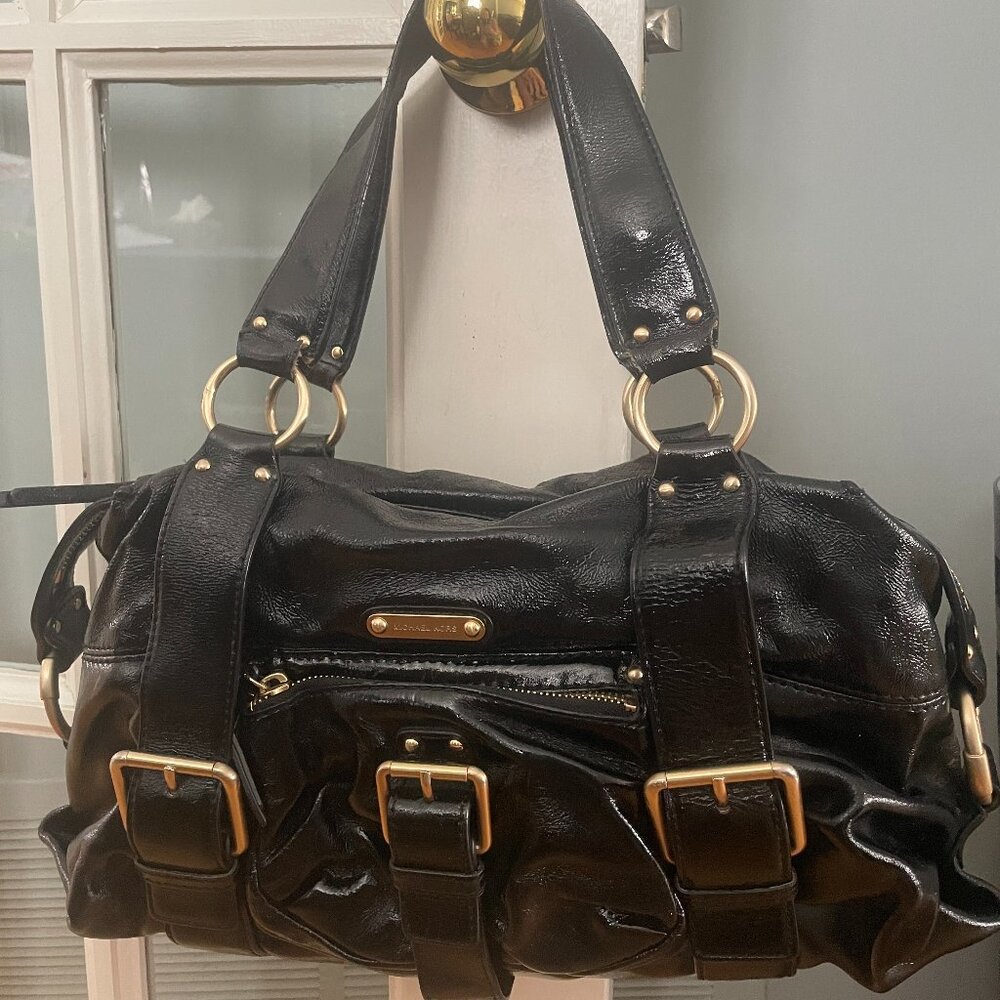 Michael Kors Black Patent Leather Satchel Bag